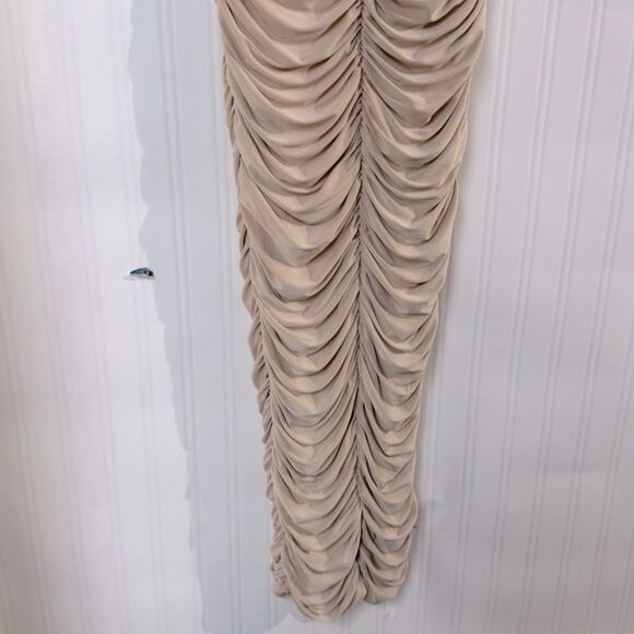 Naked Wardrobe Gold Maxi Pencil Skirt Ruched Cocktail Sz S - Picture 4 of 9